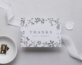 Thanks Card Thank You for coming, wedding thanks, wedding favour, folded, flat, many thanks, printed thanks card - Adelle