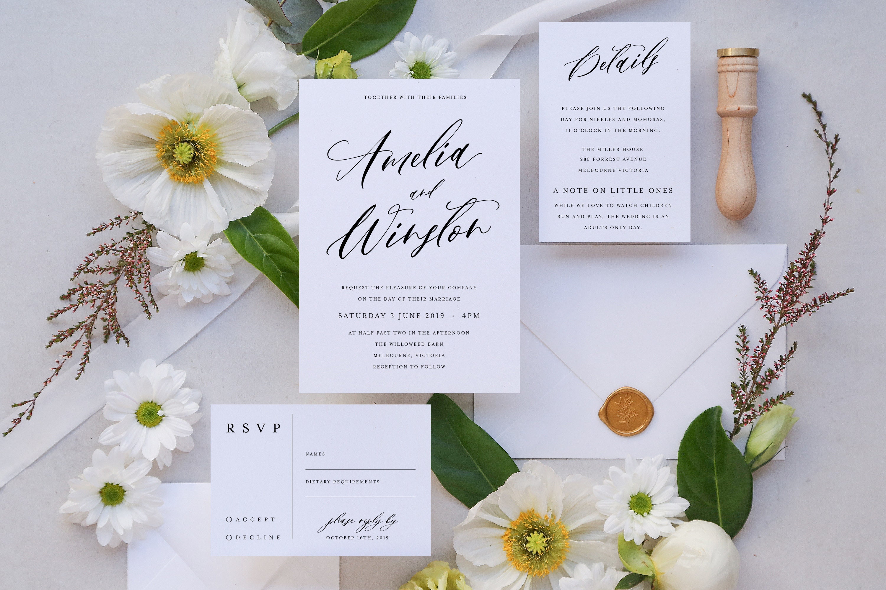 Invitación de boda blanca sencilla, invitación de boda blanca, invitación  de boda clásica, sencilla, rústica, invitación sencilla y limpia,  Amberlette - Etsy México, image size:3000x2000