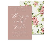 Pink Wedding Invitation | Pink Parisol | Printable DIY Invite, Affordable Wedding Invitation | Country style invitation with vintage flowers