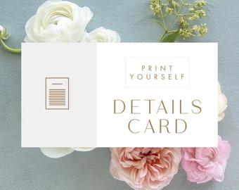 Printable Details Card - Made to Match - Choose any of our designs and we will make you a printable!