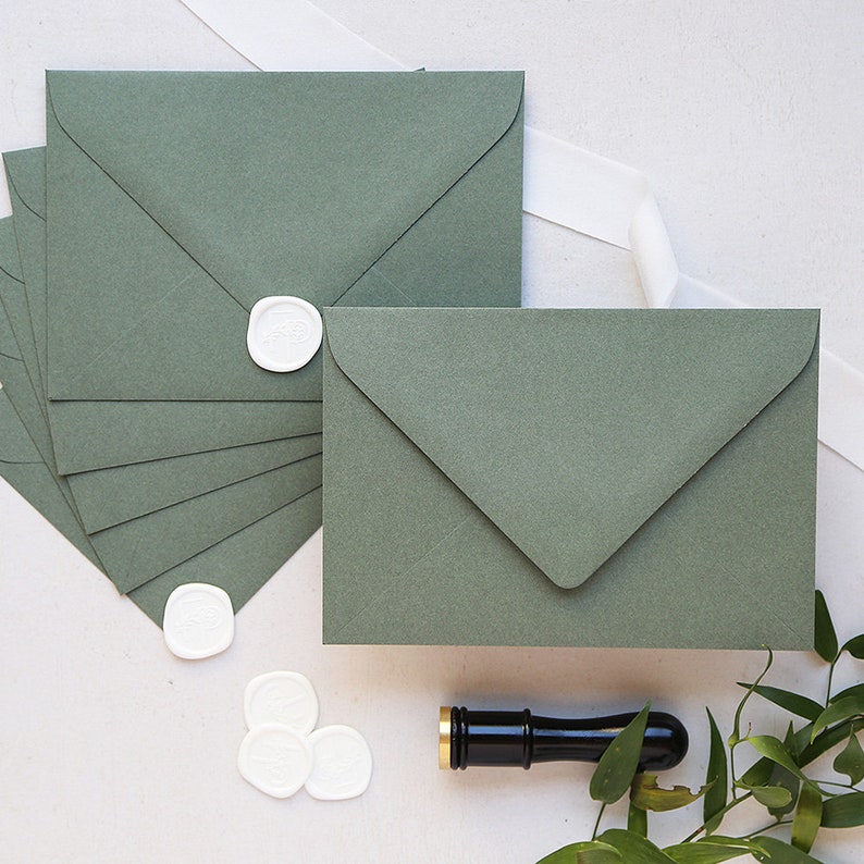 Olive Green Envelopes A7 Size Fits 5x7 Premium Etsy