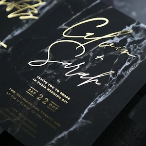 Marble Wedding Invitation Suite, Real gold foil Wedding Invitation, Wedding Invite, Watercolor Invite, Modern, Marble texture - Marquina