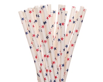Paper Straws Red White and Blue Striped Paper Straws | Etsy