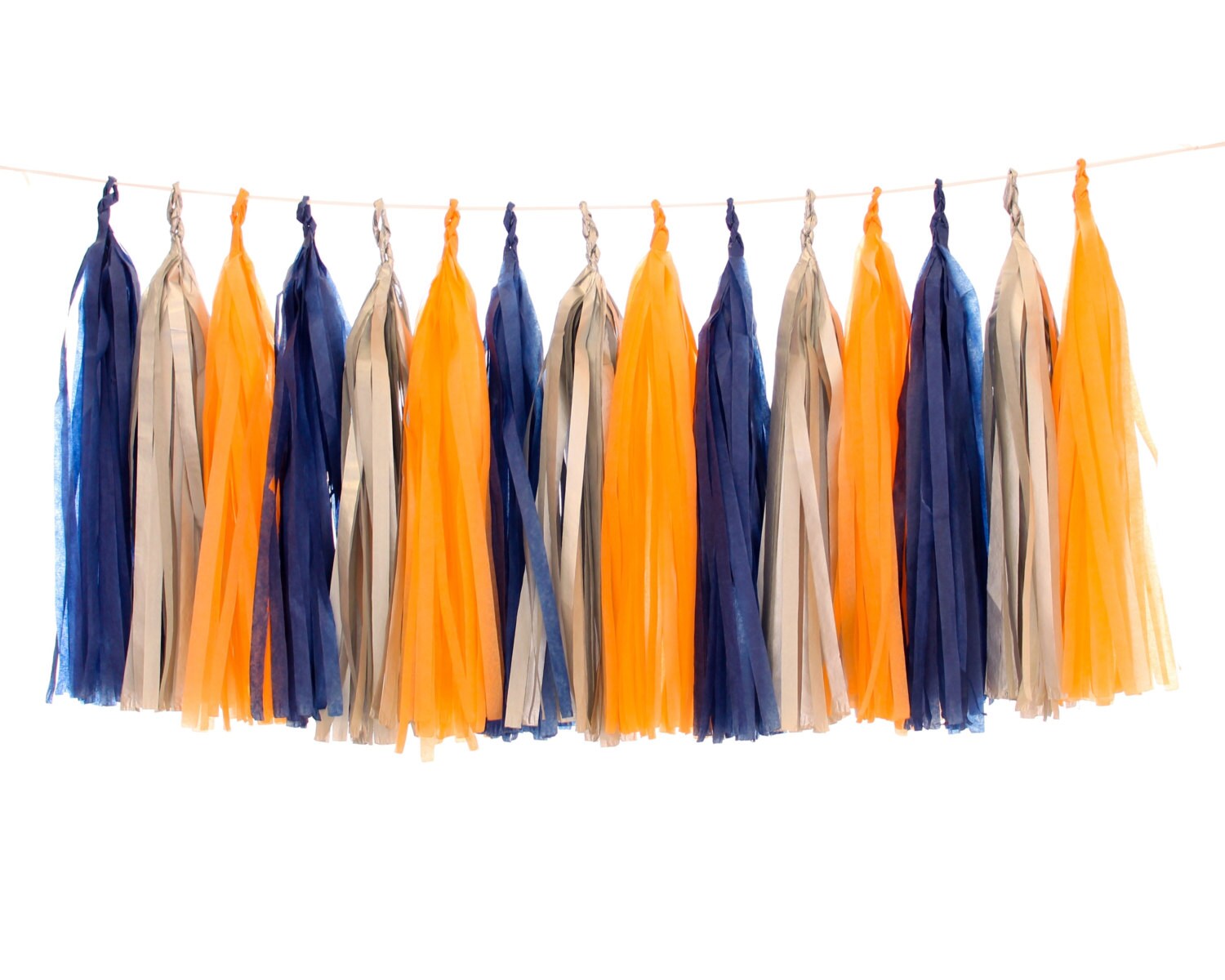 Tissue Paper Tassels Navy Silver and Orange Tassel Garland Etsy