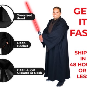 Sith Style Robe with Oversized Hood & Pockets, Cosplay Multi-Character use - Star Wars, Emperor, Jedi, Anakin, Jawa, Skywalker, Obi-Wan