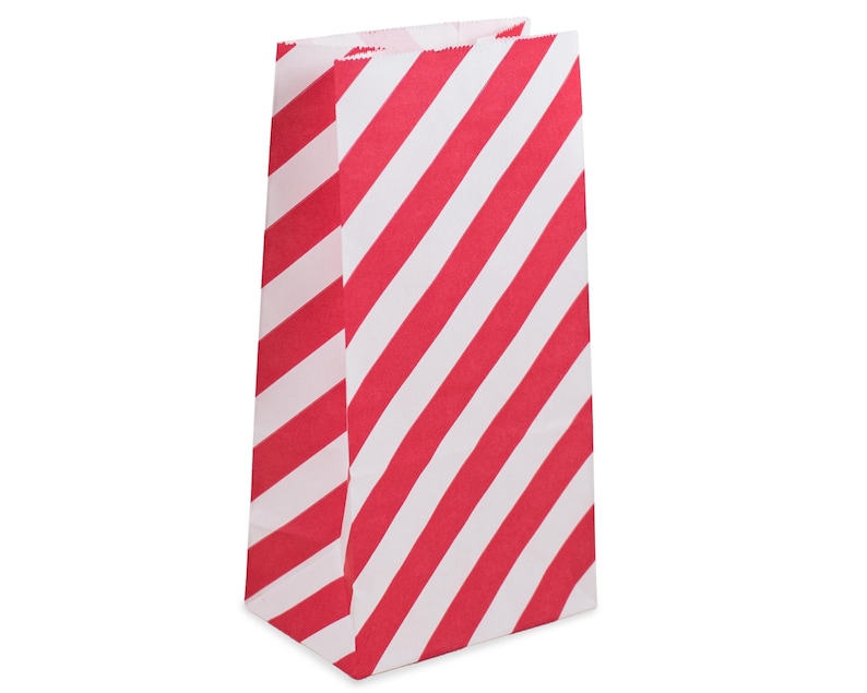 Party Favor Bags Red Striped Paper Lunch Bags Set of 10 Etsy