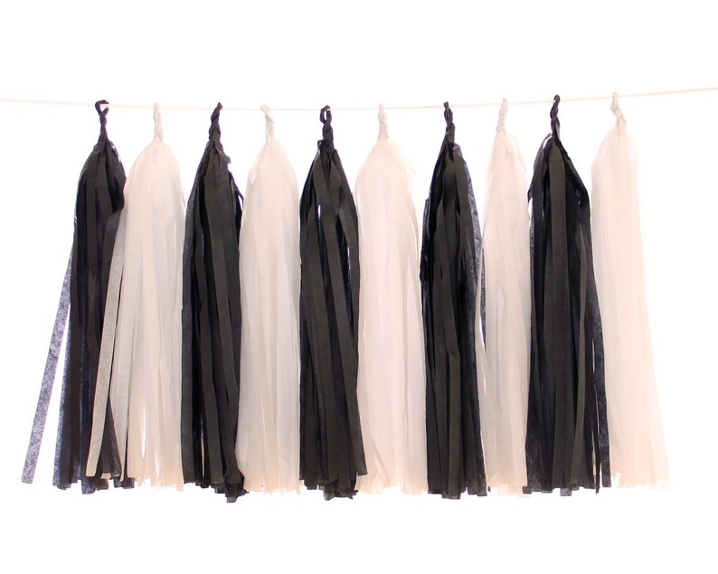 black and white tassel garland