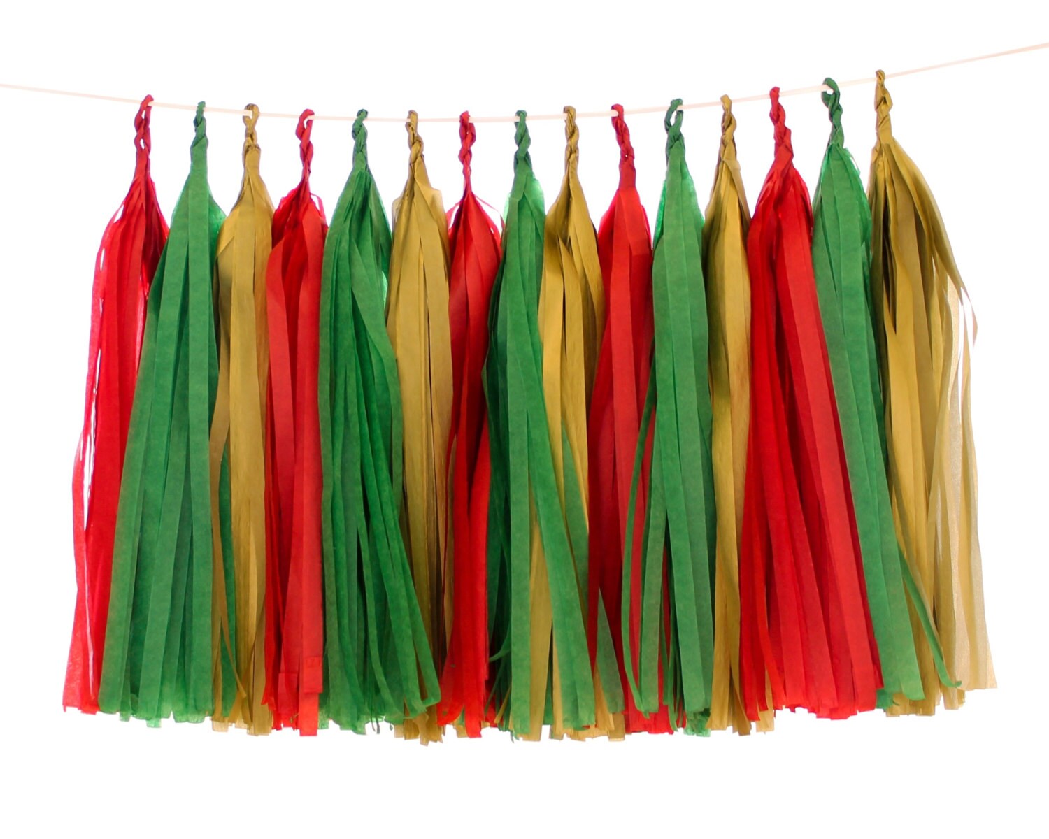 Tissue Paper Tassels Red Green and Gold Tassel Garland Etsy