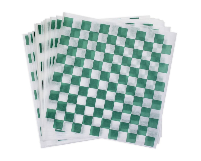 St Patrick/'s Day Food Wraps Food Box Liner 12 x 12 Checkered Sandwich Wrap Green and White Check Deli Wrap Christmas Picnic Wax Paper