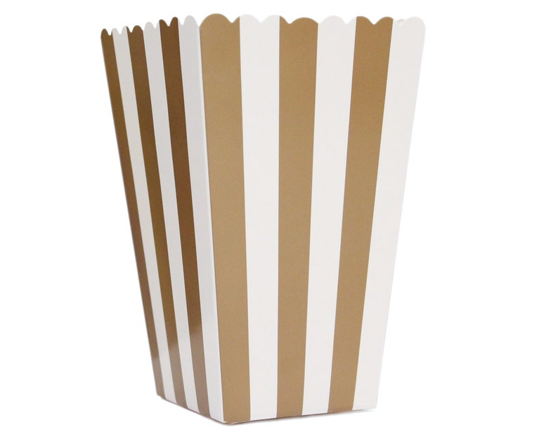 Gold Striped Popcorn Box Scoop Popcorn Box Gold Anniversary Party Supplies Pop Corn Scoop Popcorn Bar Supplies Glam Bridal Shower Decor