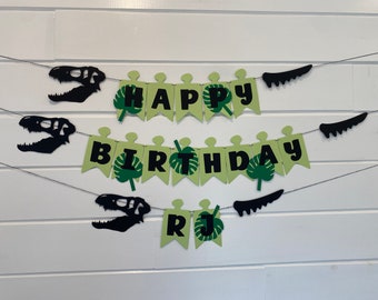 Dinosaur Birthday Banner, T-Rex Birthday Banner, Dinosaur Skeleton Birthday Banner, Boys Birthday Banner