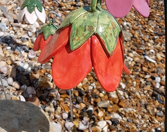 Red Ceramic Garden Flower