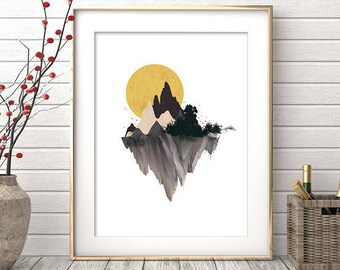 Mountain Print, Printable Art, Watercolor Print, Wall Art Print, Digital Print, Mountain Art, Watercolor Painting, Watercolor Mountain
