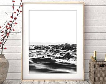 Printable Wall Art Prints, Ocean Print, Minimalist Art, Black and White Prints, Ocean Photography, Ocean Art, Printable Art, Ocean Waves