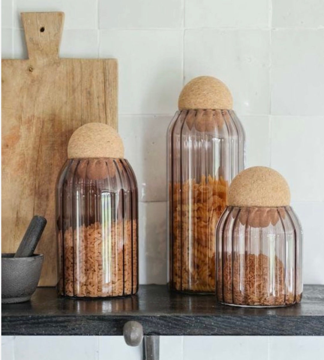 Glass Storage Jars Home Pantry Set of 3 Etsy Australia