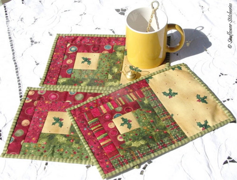 Log Cabin Mug Rugs Pattern image 1