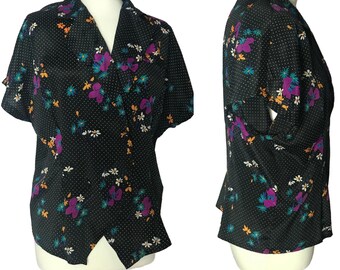 1980s does 1940s peplum blouse | UK 12