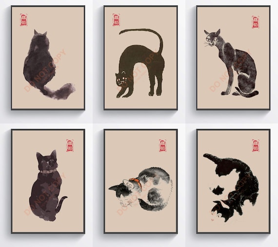 Japanese Art CAT Print Japanese Woodblock ,vintage CAT. Cat