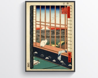Asakusa Ricefields And Torinomachi Festival 1857 Hiroshige Artwork Ukiyo-e Japanese Wall Art Poster Cat Print Edo Period Asakusa Poster Gift