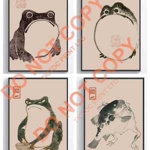 Japan Art Matsumoto Hoji frog art print Japanese woodblock Wabi sabi wall art Vintage frog painting reproduction Ugly cute toad Print