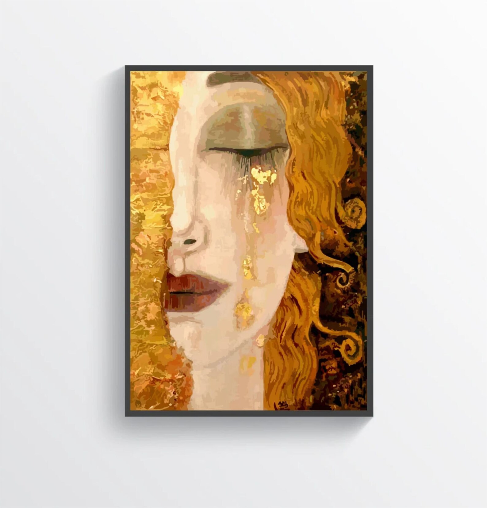 Vintage Golden Tears Gustav Klimt Inspired Art Poster Print Home Decor ...