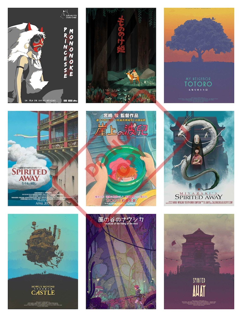 studio ghibli collage poster print a various sizes etsy