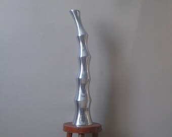 Soliflore vase in vintage aluminum bamboo in silver metal alternative decoration contemporary design