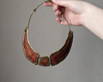 Collier rigide métal et laiton artisanal