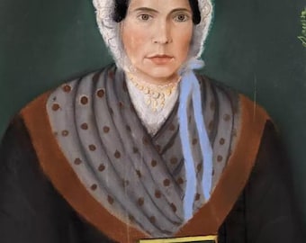 Antyczny obraz pastelowy na płótnie, portret vintage