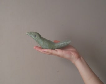 Carved marble bird vintage mineral sculpture stone second-hand decorative object