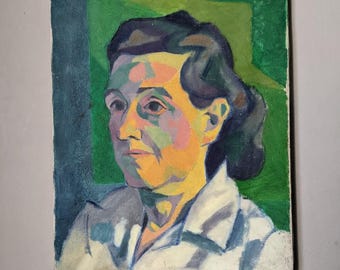 acrylique sur toile tableau ancien portrait