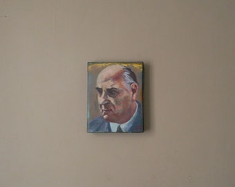 Vintage portrait man acrylic on canvas painting painting male subject face painted head