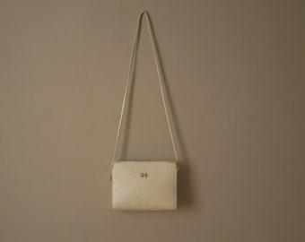 Sac à bandoulière vintage en cuir d'autruche Sabatier Made in France