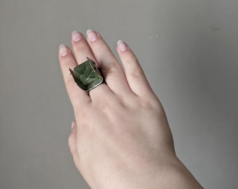 Bague artisanale en acier et cuivre