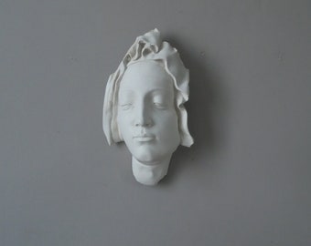 Vintage plaster wall sculpture handmade decorative object workshop