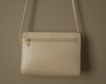 Sac à bandoulière vintage en cuir d'autruche Sabatier Made in