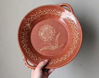 Plat en terre cuite vintage fabrication artisanale portugaise