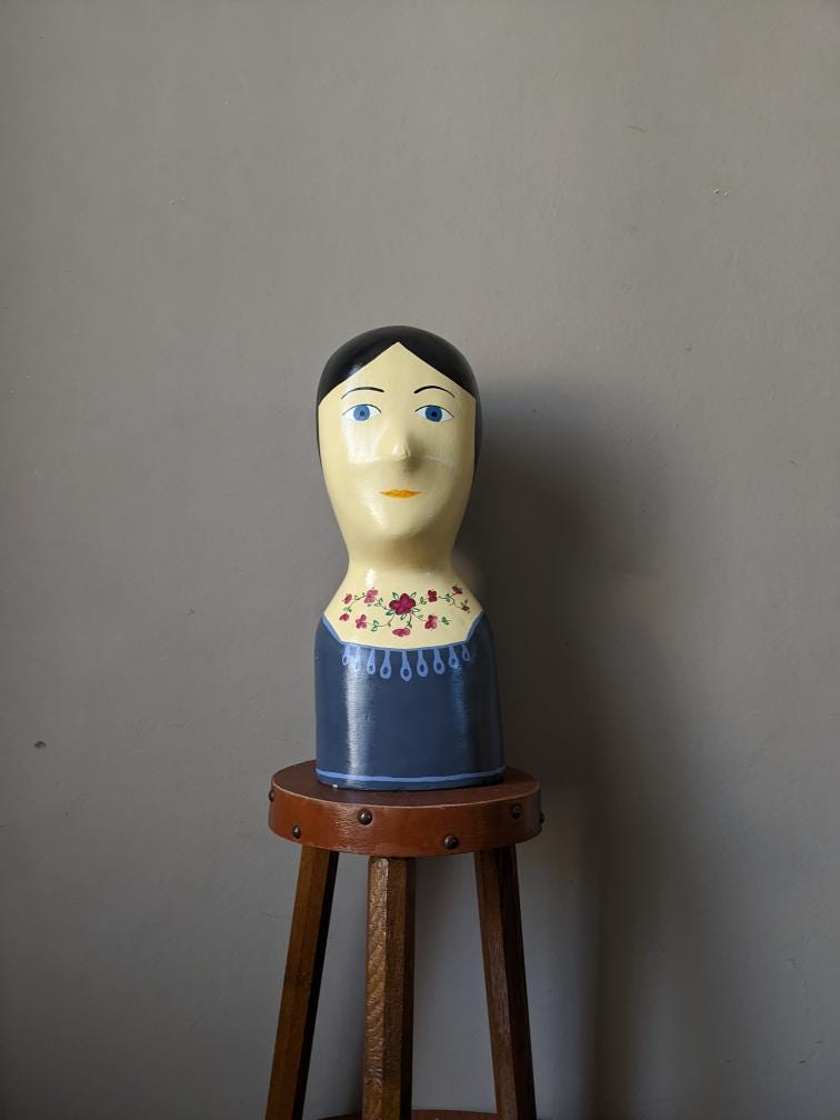 Poupée Ancienne En Papier Mâché – Animée, Corps Et Tête Mobiles – Occasion
