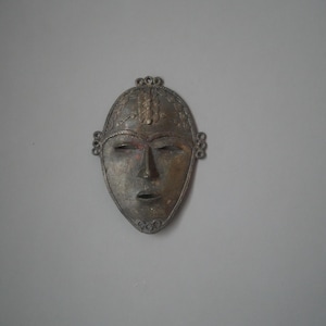 Tribal wall mask handmade ethnic decoration brass vintage african art