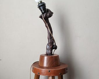 Pied de lampe à poser en pied de vigne vintage fabrication artisanale