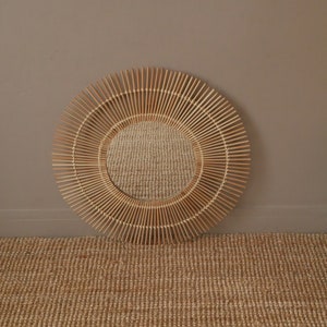 Wicker rattan sun mirror handcrafted boho decoration vintage spirit