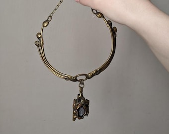 Collier en bronze inclusion de pierre naturelle