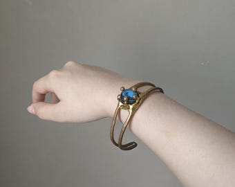 bracelet artisanal en laiton et turquoise