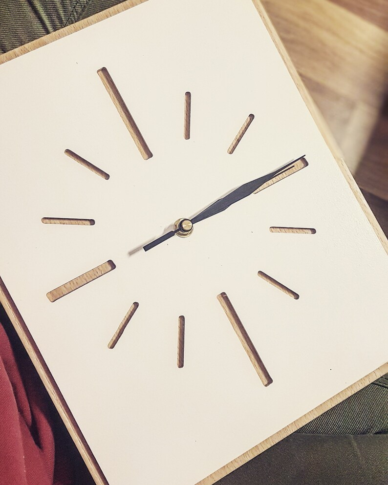 Wooden wall clock minimalism image 5