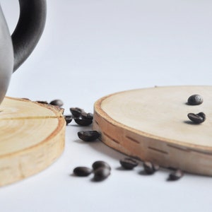 Wooden cup mat, wooden base, wood slices, birch wood slice, wooden coasters image 3