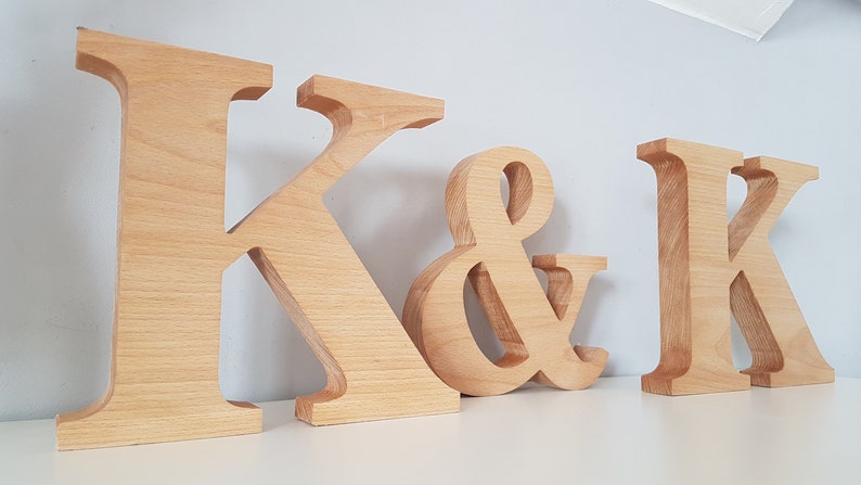 Wooden letters, wood letter, initials, wood decor, beech, ash image 2