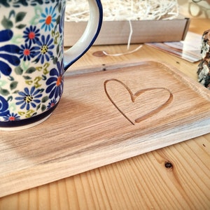 Wooden tray with engraving, small oak tray made of solid wood, gift for her, wife, for Valentine's Day image 6