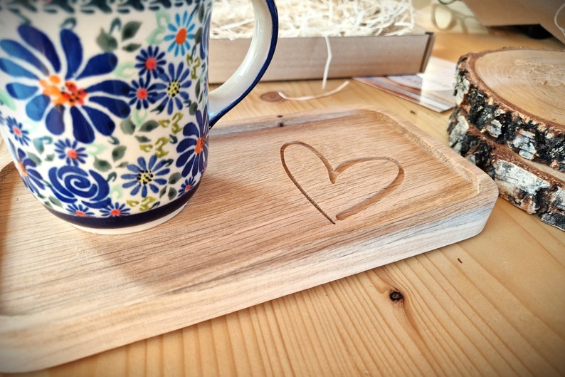 Wooden tray with engraving, small oak tray made of solid wood, gift for her, wife, for Valentine's Day image 6