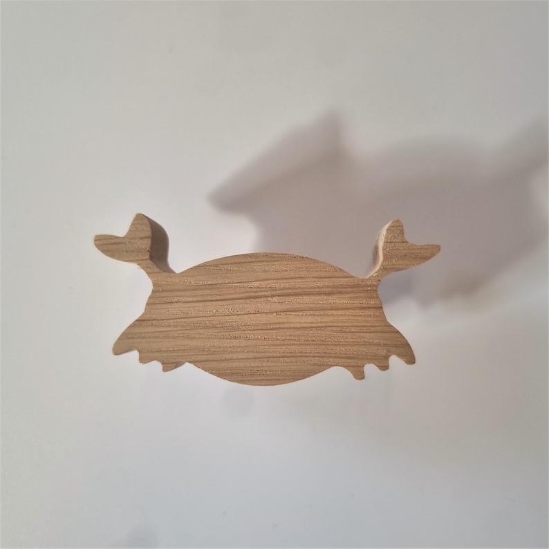 Wooden Furniture Handles, Oak Knob, Handle, Wood Furniture Knobs, CRAB Pattern, Sea Animals, Ocean, Kids room decor image 2