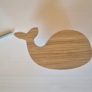 Poignées de meubles en bois, bouton en chêne, poignée, boutons de meubles en bois, motif BALEINE, animaux marins, océan image 5